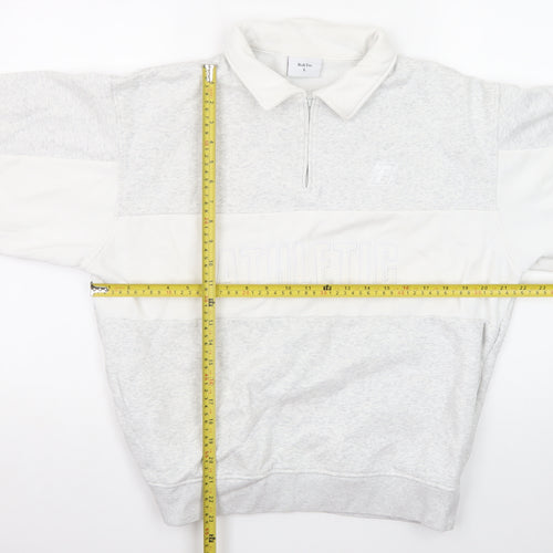 Bo&Tee Mens Grey Collared 1/4 Zip Athletic Sweatshirt L