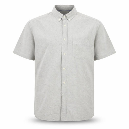 Marks and Spencer Men's Grey Short Sleeve Button-Up Oxford Shirt L