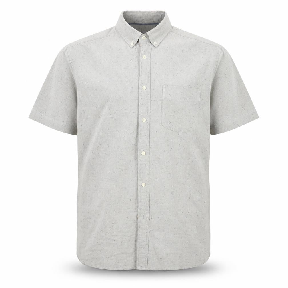 Marks and Spencer Men's Grey Short Sleeve Button-Up Oxford Shirt L