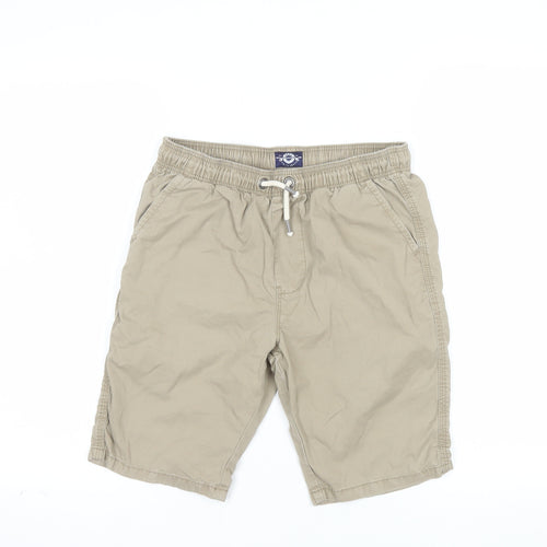 Next Boys Beige 12 Years Chino Shorts with Elastic Waist and Drawstring