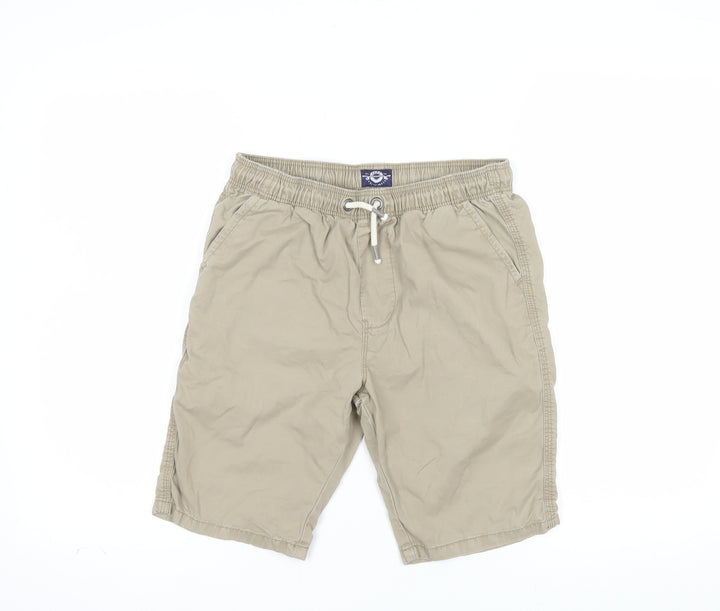 Next Boys Beige 12 Years Chino Shorts with Elastic Waist and Drawstring
