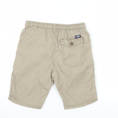 Next Boys Beige 12 Years Chino Shorts with Elastic Waist and Drawstring