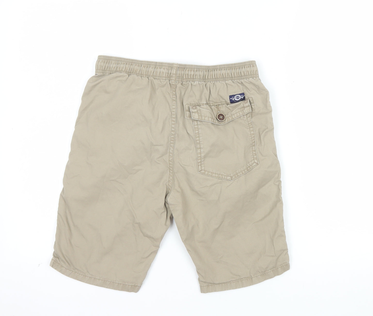 Next Boys Beige 12 Years Chino Shorts with Elastic Waist and Drawstring