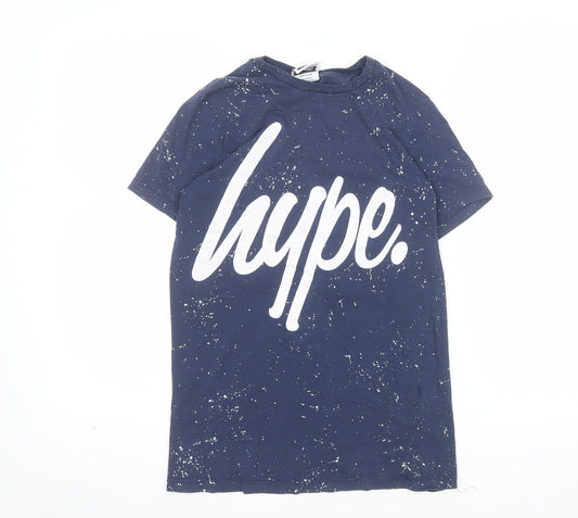 Hype Men's Blue XS Graphic Print Crew Neck Cotton T-Shirt