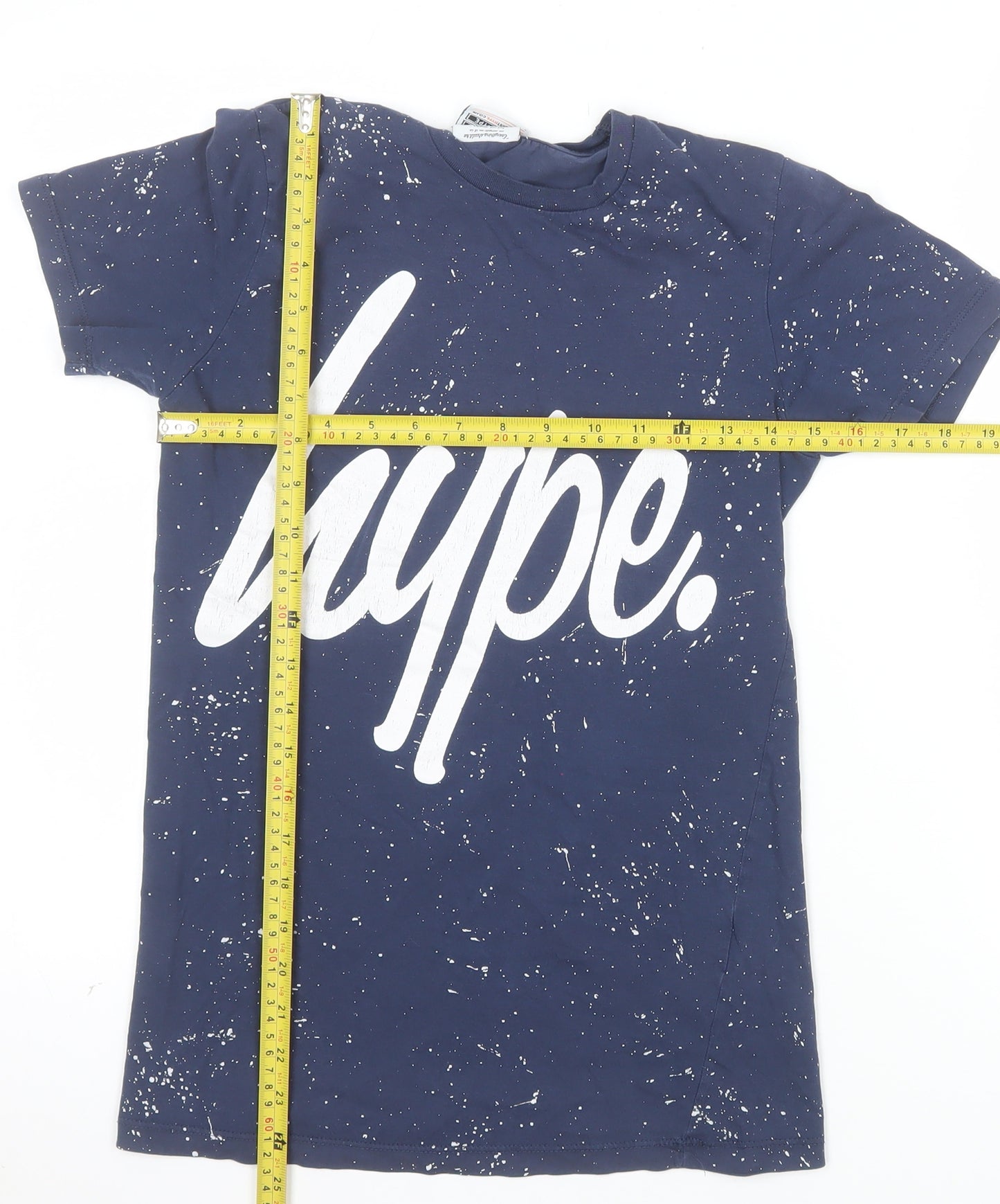 Hype Men's Blue XS Graphic Print Crew Neck Cotton T-Shirt