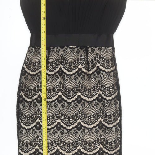 Boohoo Women’s Black Lace Bodycon Dress Size 10 Sleeveless V-Neck
