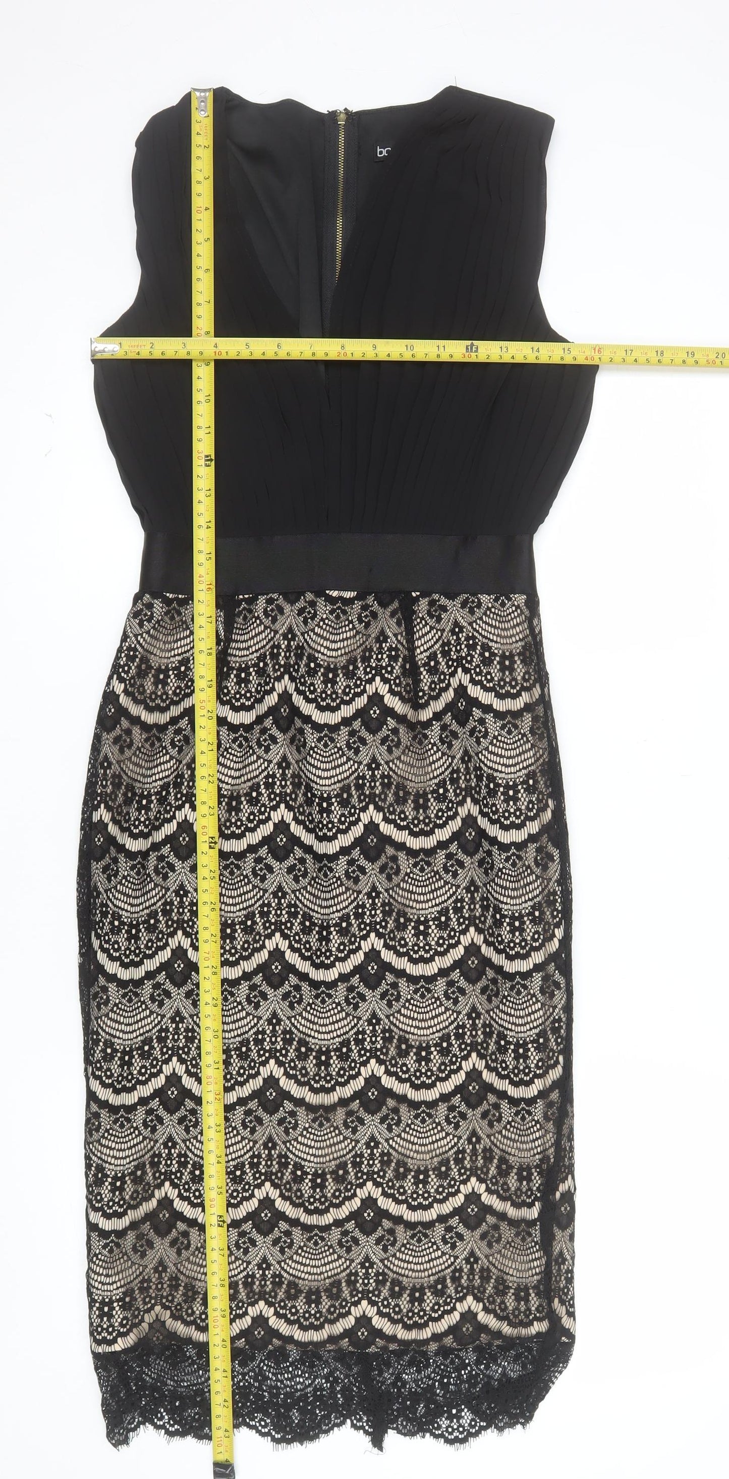 Boohoo Women’s Black Lace Bodycon Dress Size 10 Sleeveless V-Neck