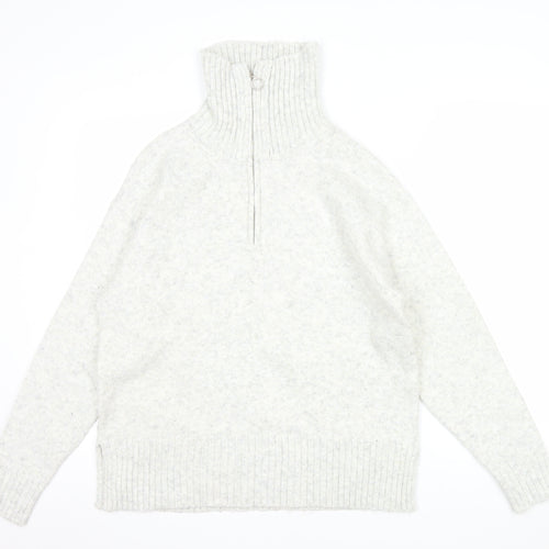 New Look Women's Ivory 1/2 Zip High Neck Knit Jumper Size S