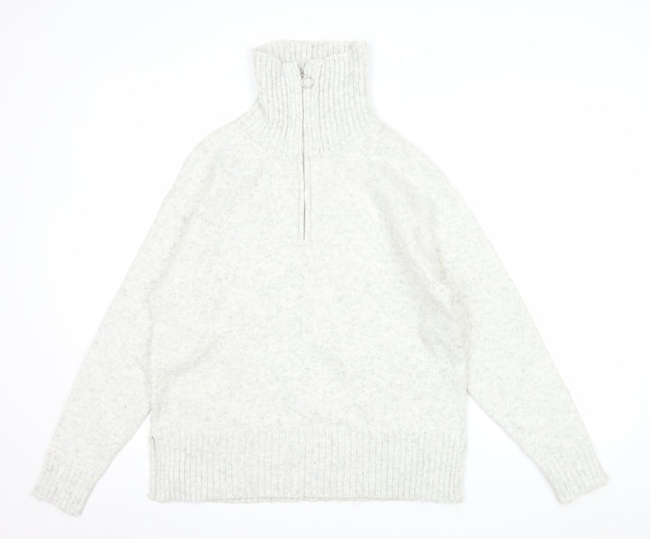New Look Women's Ivory 1/2 Zip High Neck Knit Jumper Size S