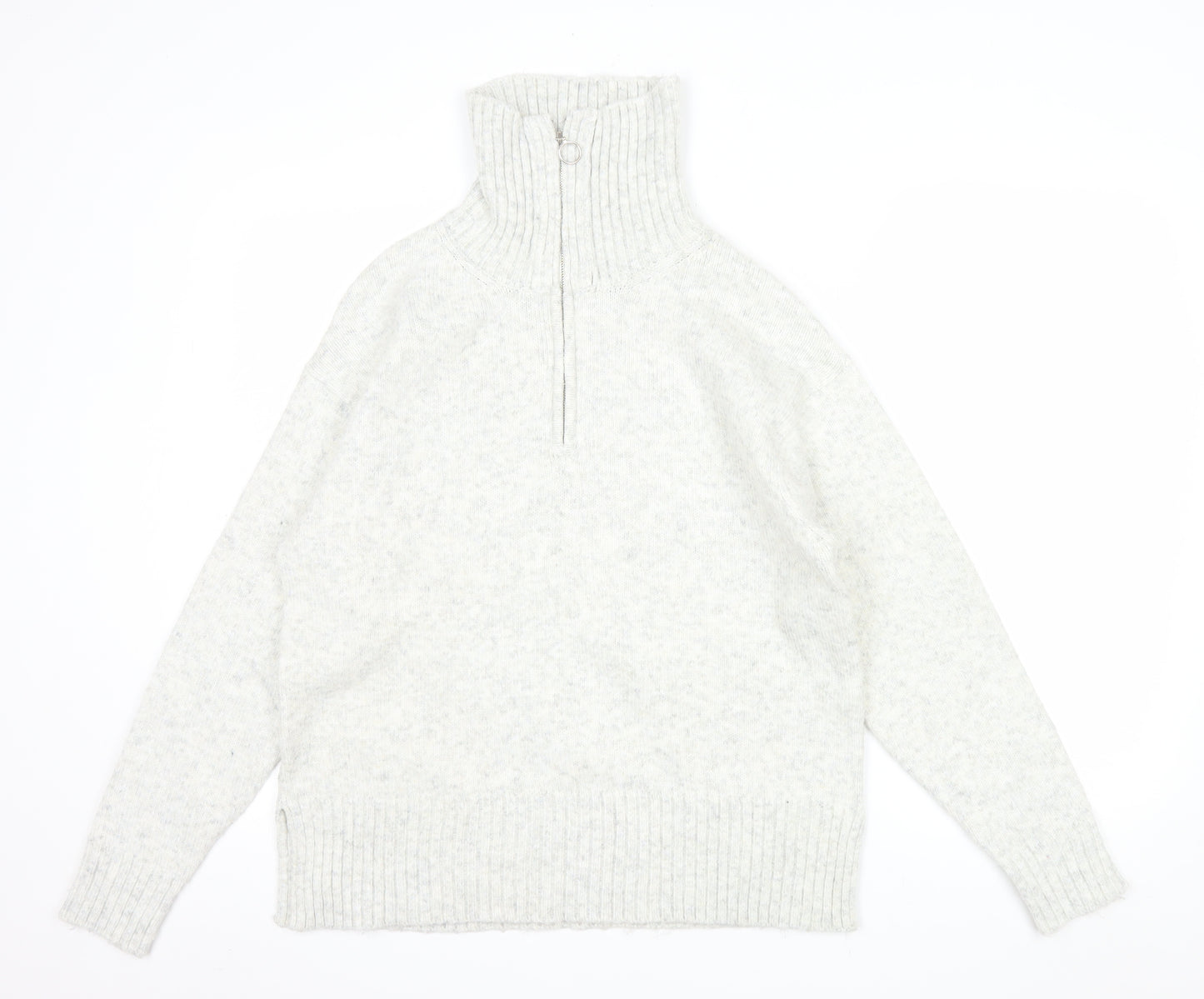 New Look Women's Ivory 1/2 Zip High Neck Knit Jumper Size S