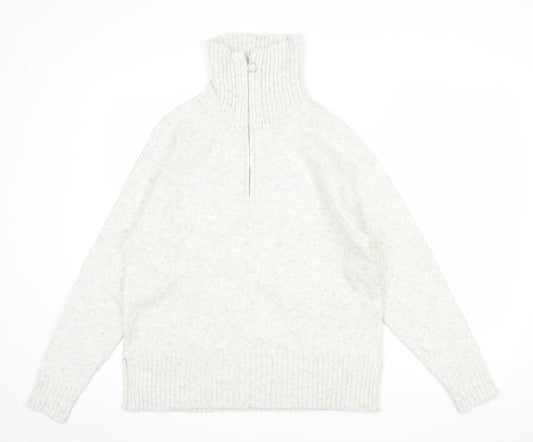 New Look Women's Ivory 1/2 Zip High Neck Knit Jumper Size S