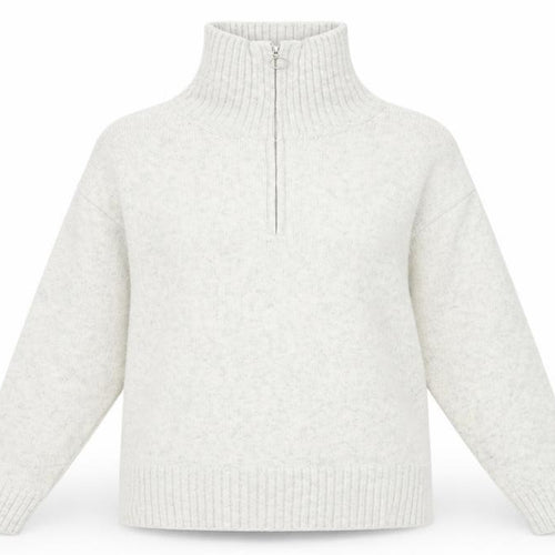 New Look Women's Ivory 1/2 Zip High Neck Knit Jumper Size S