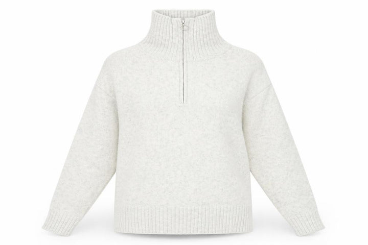 New Look Women's Ivory 1/2 Zip High Neck Knit Jumper Size S