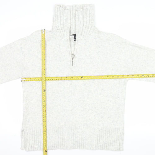 New Look Women's Ivory 1/2 Zip High Neck Knit Jumper Size S