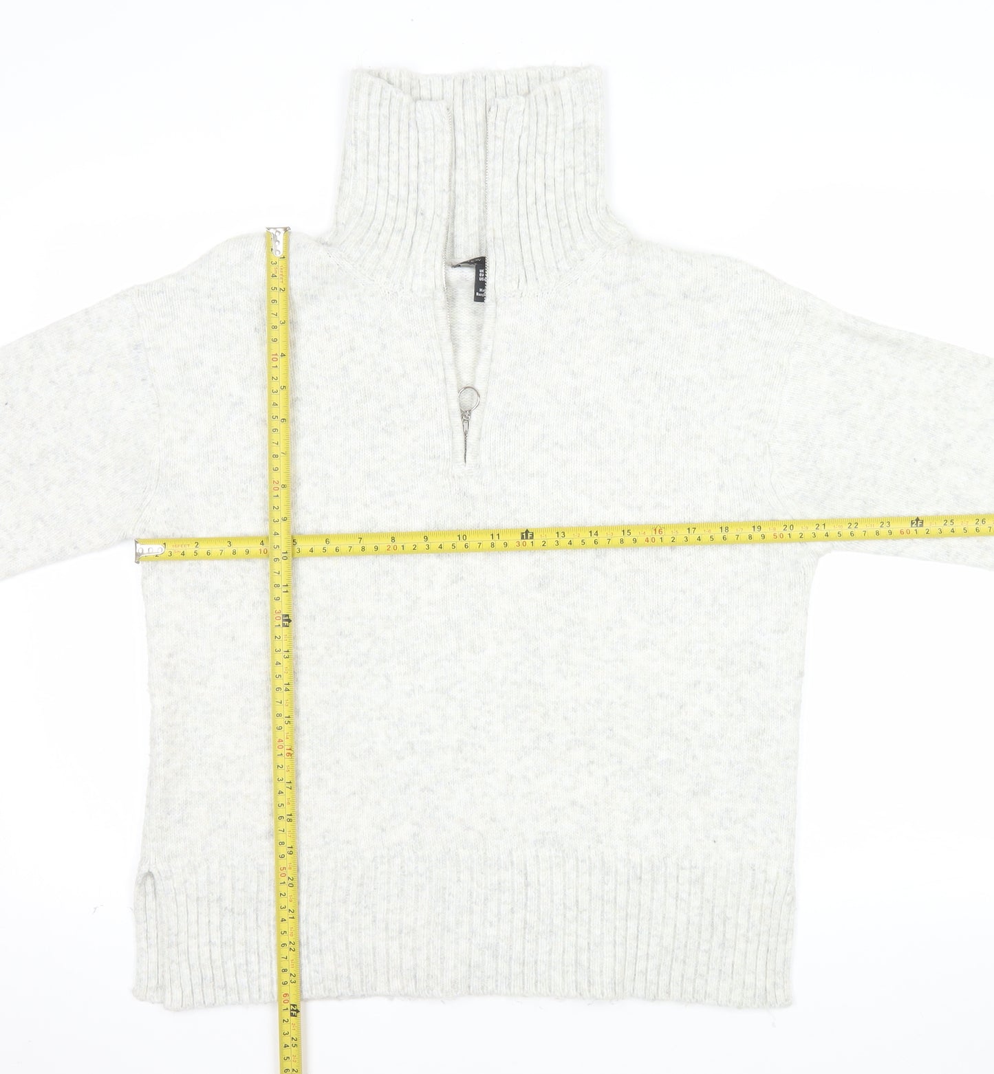New Look Women's Ivory 1/2 Zip High Neck Knit Jumper Size S