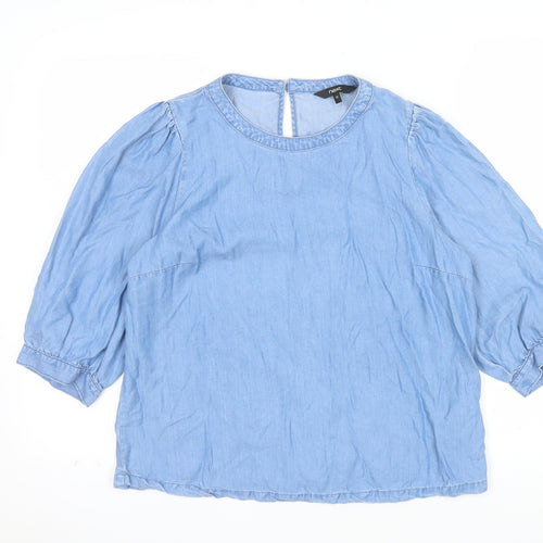 Next Women Blue Lyocell 3/4 Sleeve Tunic Blouse Size 12