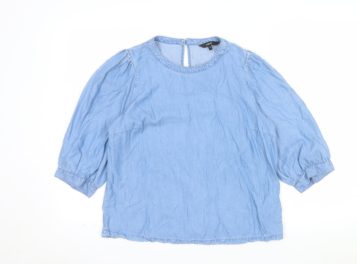 Next Women Blue Lyocell 3/4 Sleeve Tunic Blouse Size 12