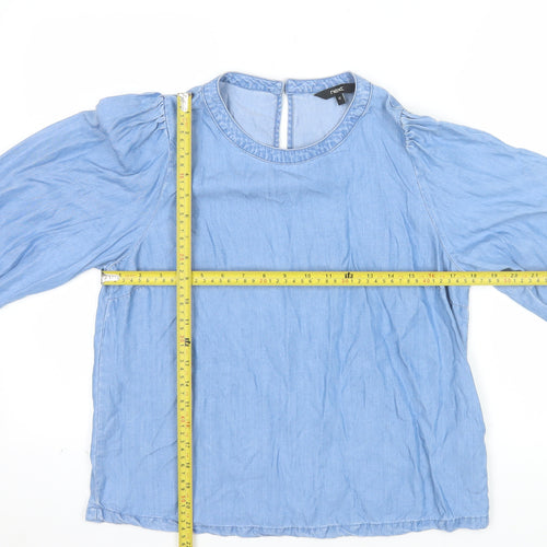 Next Women Blue Lyocell 3/4 Sleeve Tunic Blouse Size 12