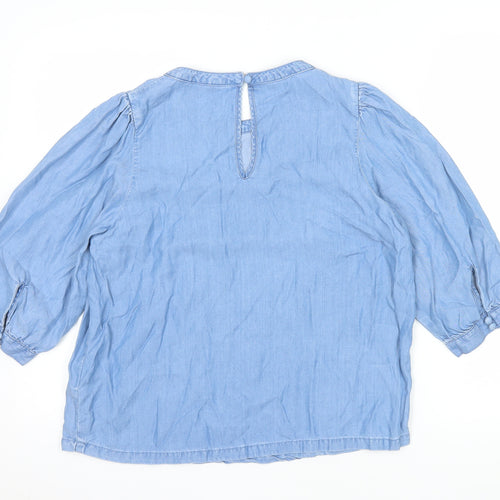 Next Women Blue Lyocell 3/4 Sleeve Tunic Blouse Size 12