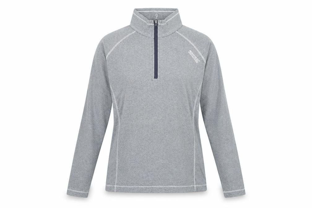 Front view of Regatta Women's Grey Half Zip Lightweight Pullover Sweatshirt UK 12