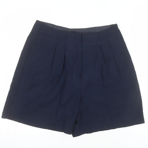 F&F Women's Blue Chino Shorts UK 10 Pleated Mid Rise
