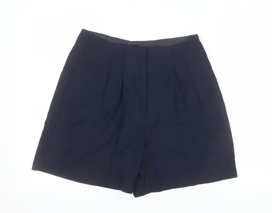 F&F Women's Blue Chino Shorts UK 10 Pleated Mid Rise