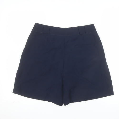 F&F Women's Blue Chino Shorts UK 10 Pleated Mid Rise