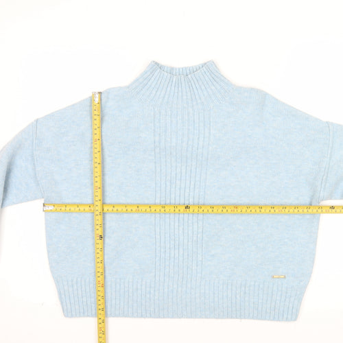 River Island Women’s Blue Mock Neck Knit Pullover Jumper Size M