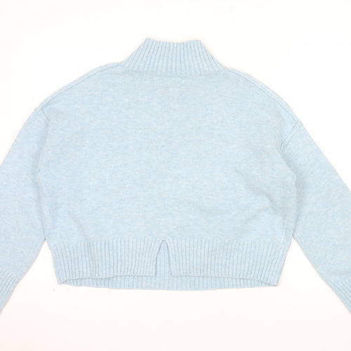 River Island Women’s Blue Mock Neck Knit Pullover Jumper Size M