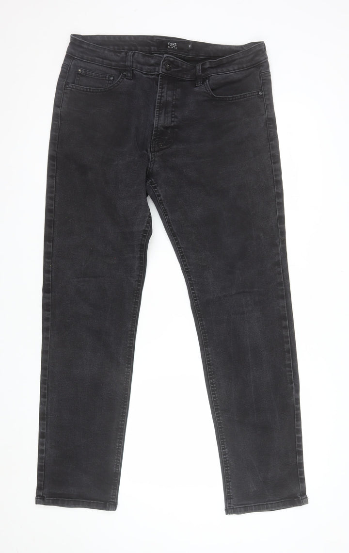 Next Mens Black Slim Fit 36L Jeans Straight Denim