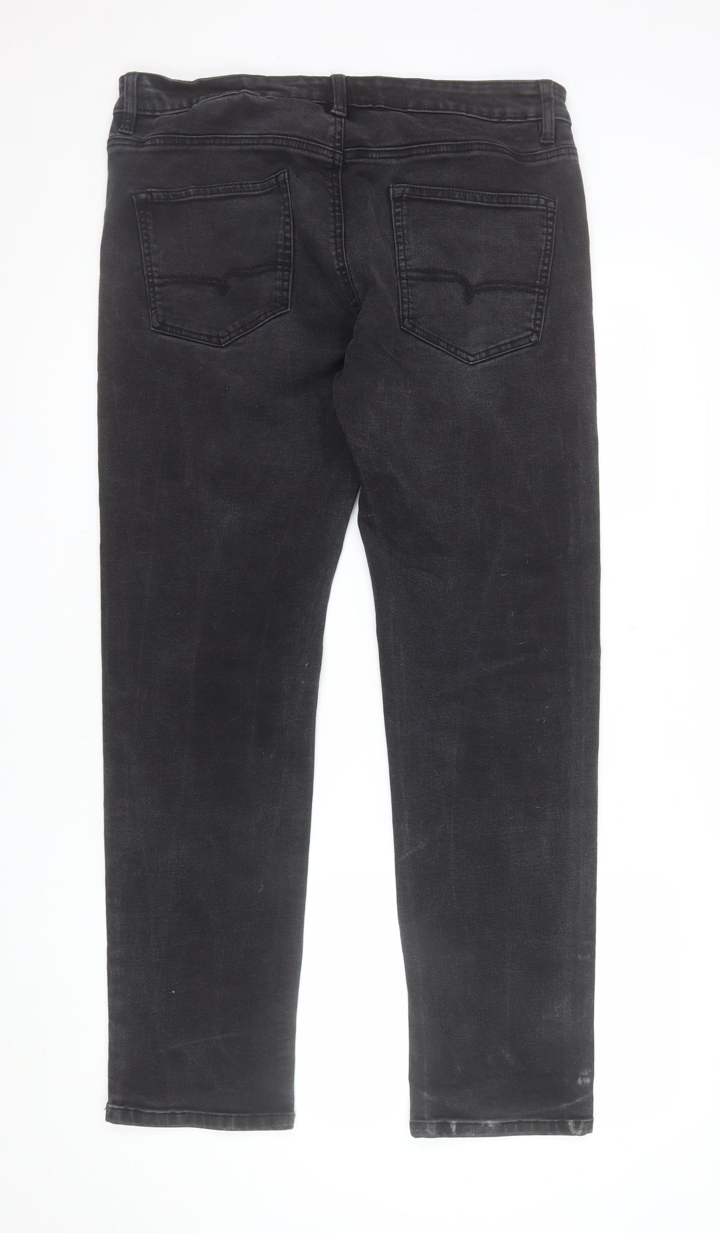 Next Mens Black Slim Fit 36L Jeans Straight Denim