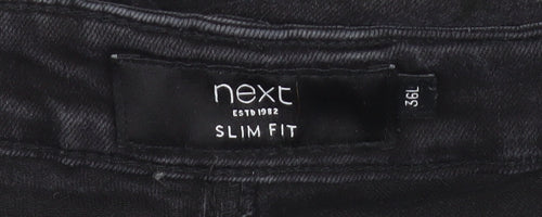 Next Mens Black Slim Fit 36L Jeans Straight Denim
