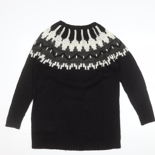 ONLY Women’s Black Geometric Knit Pullover Jumper Size S
