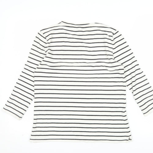 Warehouse Women’s White Striped Long Sleeve Jersey T-Shirt Size 12
