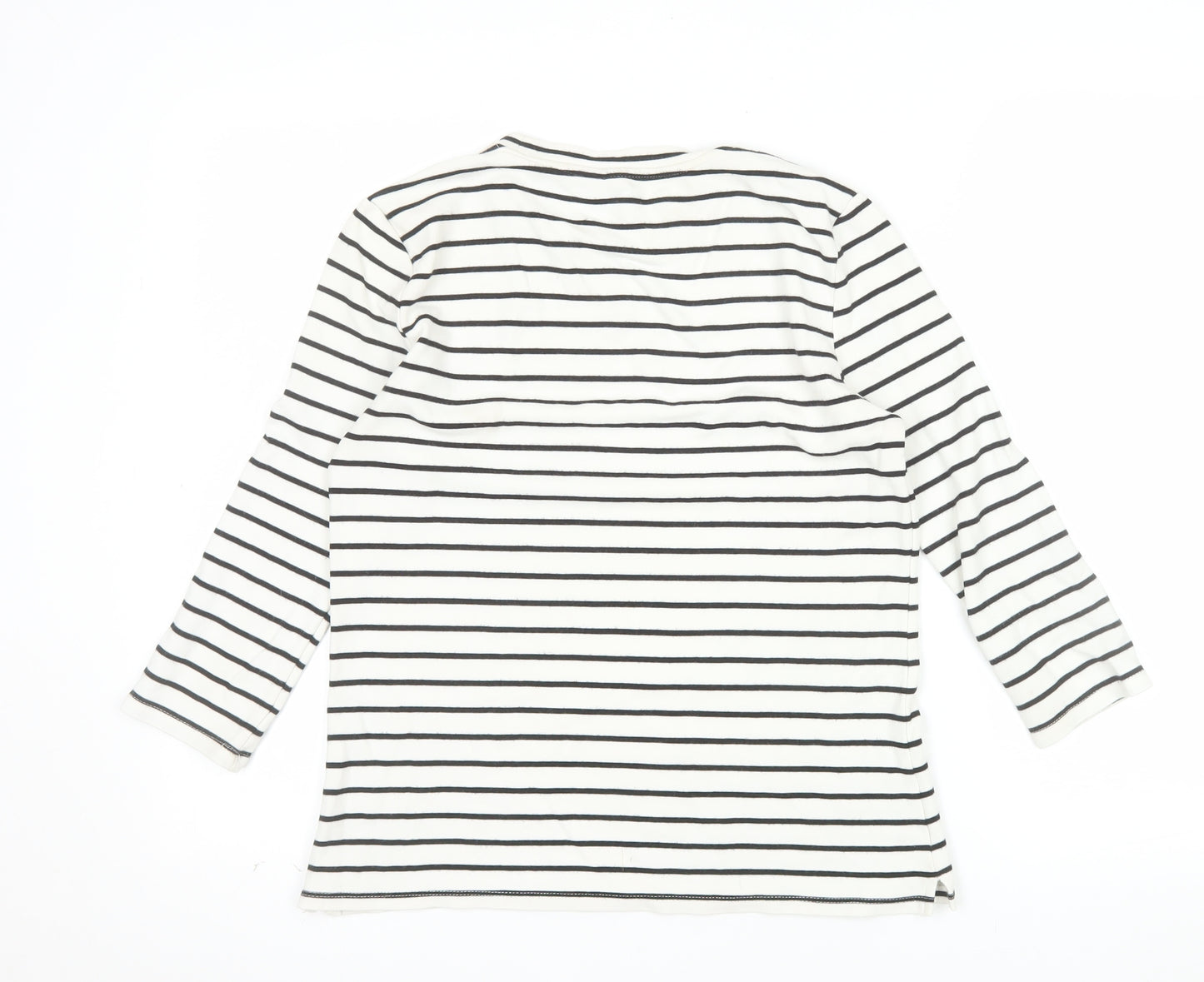 Warehouse Women’s White Striped Long Sleeve Jersey T-Shirt Size 12