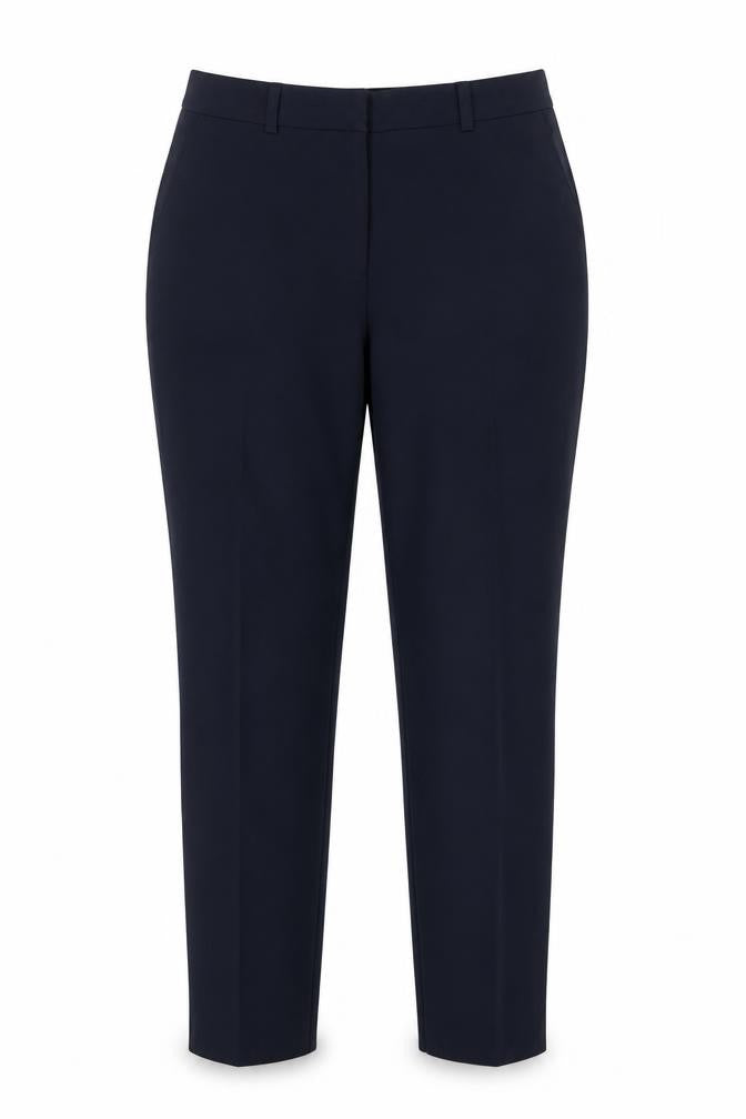 Front view of Dorothy Perkins women’s black slim tapered work trousers, size UK 8