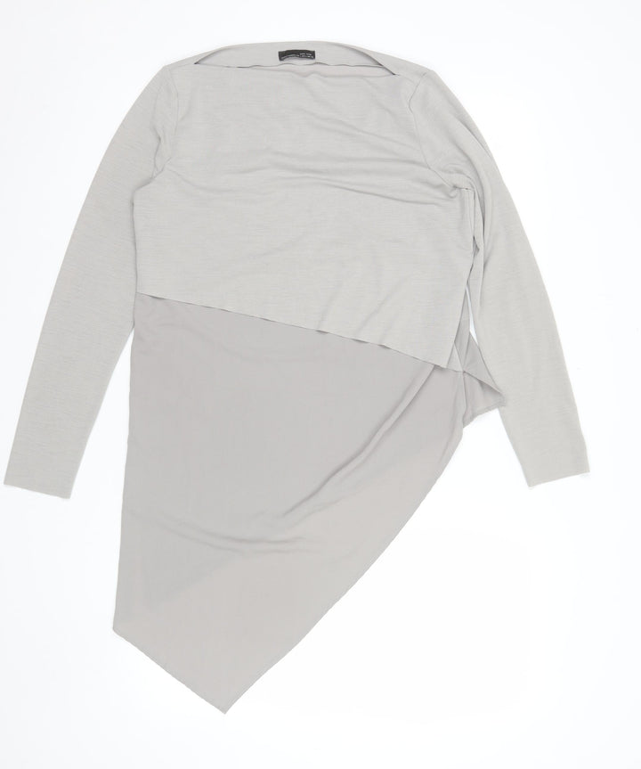 Zara Women Beige Asymmetrical Long Sleeve Blouse Size L