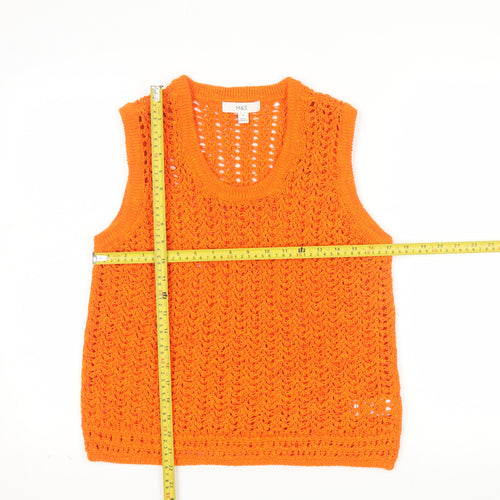Marks and Spencer Womens Orange Crochet Knit Sleeveless Tank Top M