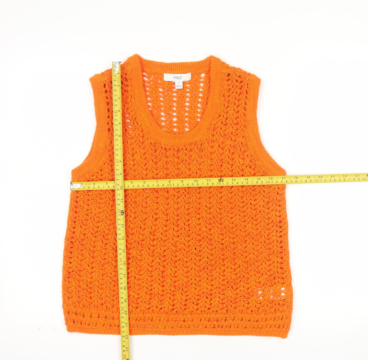 Marks and Spencer Womens Orange Crochet Knit Sleeveless Tank Top M