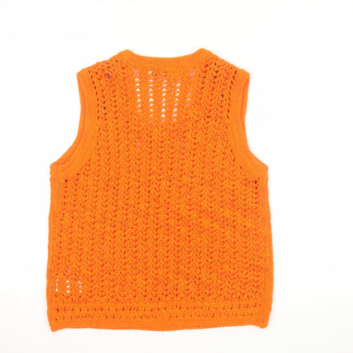 Marks and Spencer Womens Orange Crochet Knit Sleeveless Tank Top M