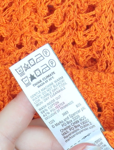 Marks and Spencer Womens Orange Crochet Knit Sleeveless Tank Top M