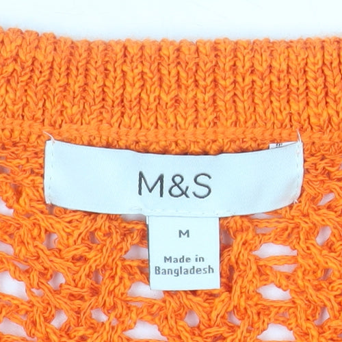 Marks and Spencer Womens Orange Crochet Knit Sleeveless Tank Top M