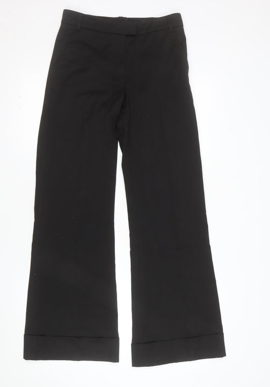 H&M Women's Black Wide-Leg Dress Pants Size 8 Stretch Work Trousers