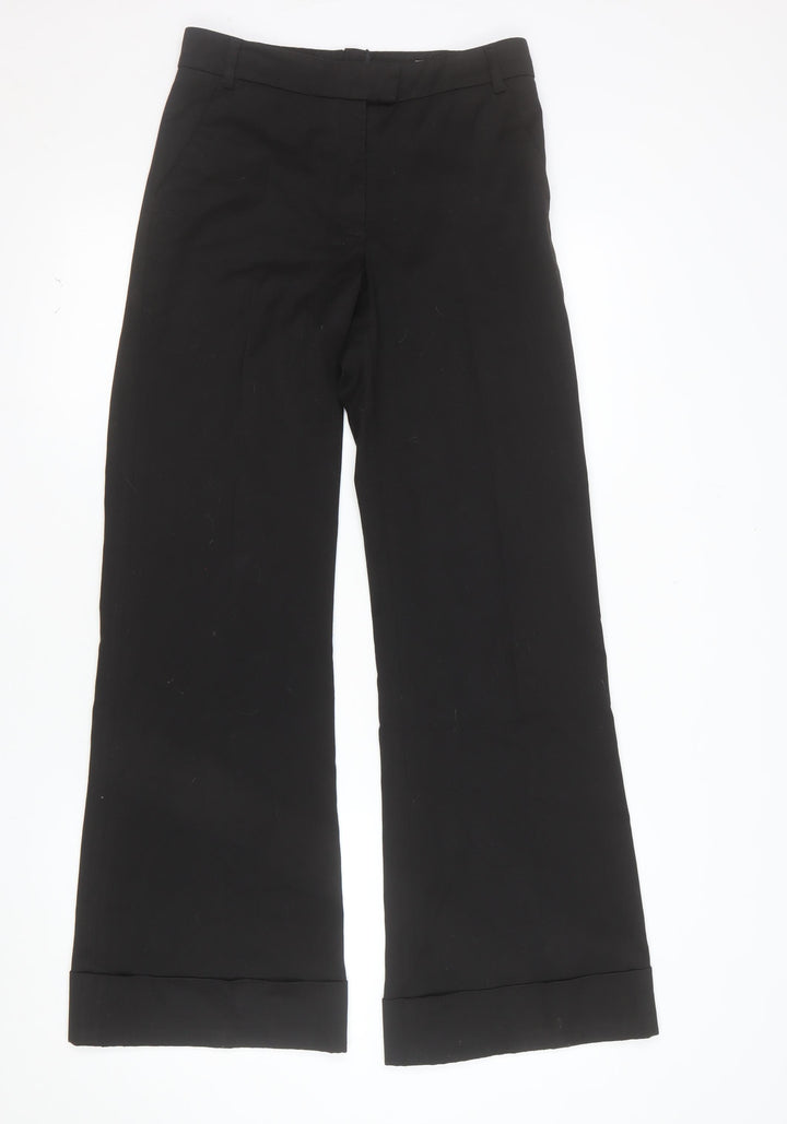 H&M Women's Black Wide-Leg Dress Pants Size 8 Stretch Work Trousers