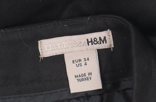 H&M Women's Black Wide-Leg Dress Pants Size 8 Stretch Work Trousers