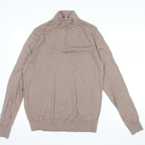Marks and Spencer Men’s Beige Merino Wool 1/2 Zip Jumper L