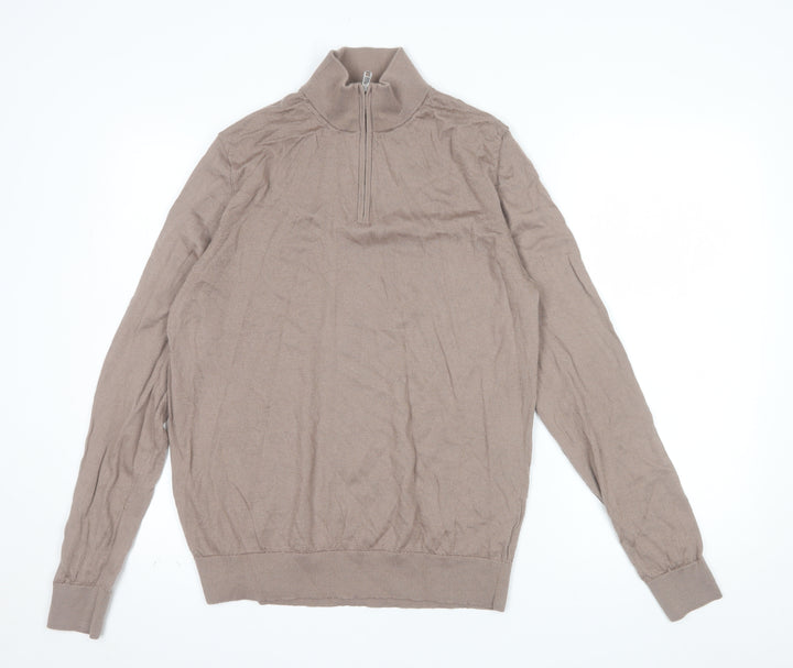 Marks and Spencer Men’s Beige Merino Wool 1/2 Zip Jumper L