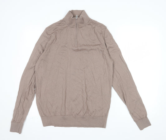 Marks and Spencer Men’s Beige Merino Wool 1/2 Zip Jumper L