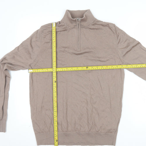 Marks and Spencer Men’s Beige Merino Wool 1/2 Zip Jumper L