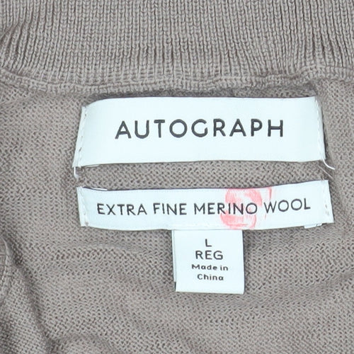 Marks and Spencer Men’s Beige Merino Wool 1/2 Zip Jumper L